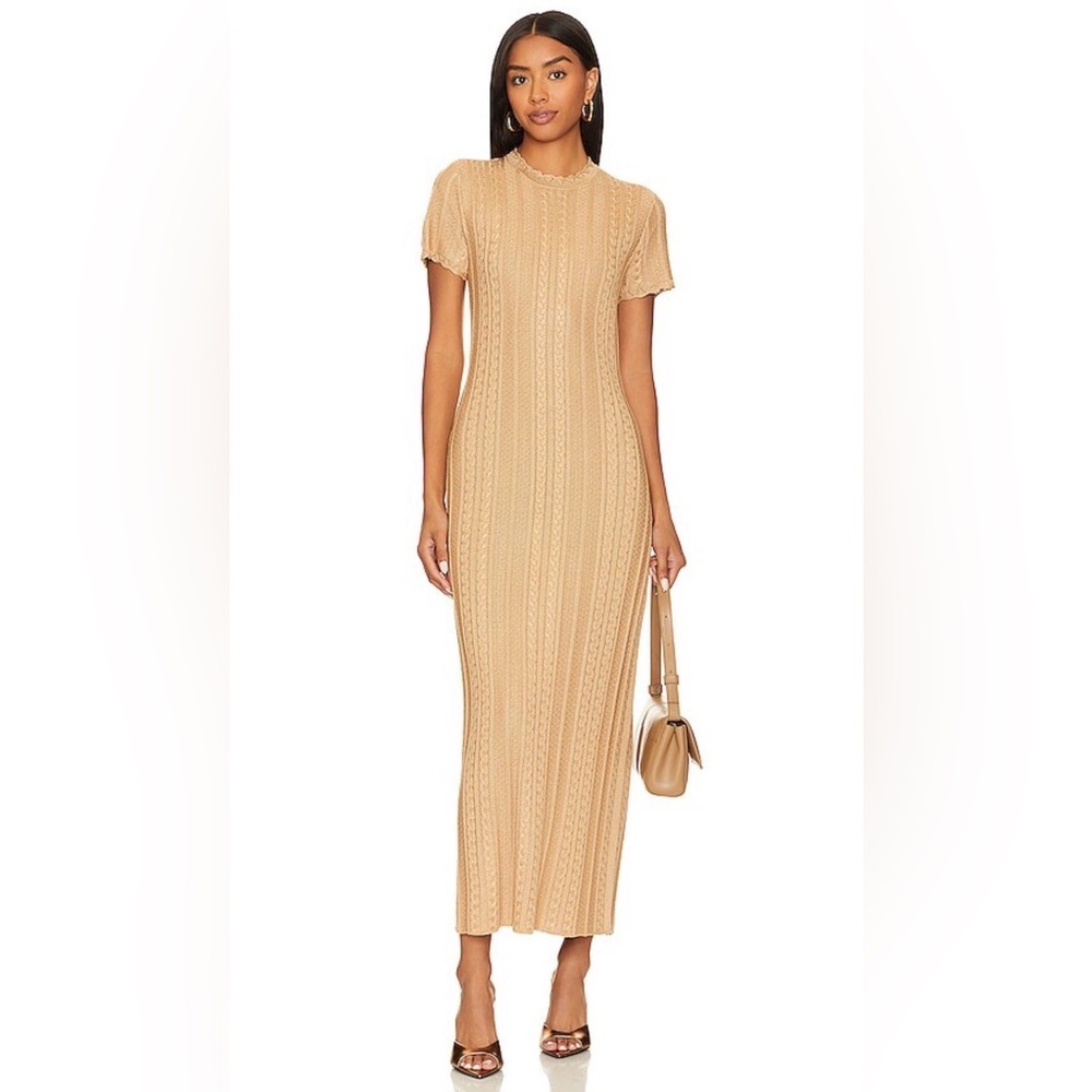 Show Me Your Mumu Valleta Midi Dress‎ Gold Shimmer Knit Medium